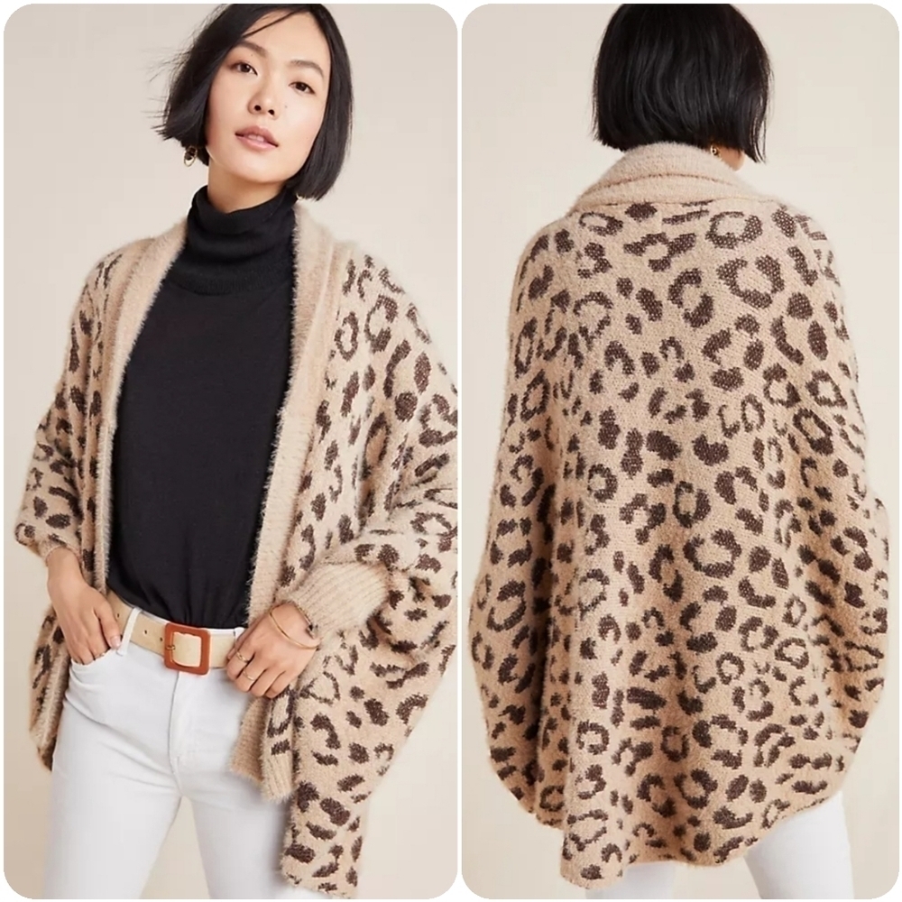 ANTHROPOLOGIE Leopard Print Wrap Poncho by Akemi+ Kin OS